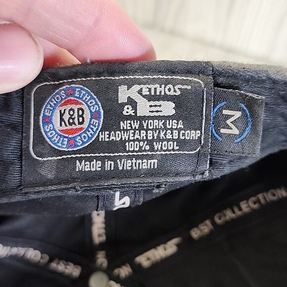 K&B Ethos 100% Wool NBA Patches Hat, Grey/Black Cap - Picture 6 of 7